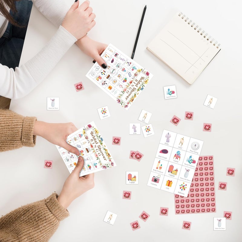 Mueddur Bridal Shower Bingo Card, Wedding Shower Bingo Game for Adults Large Group Family Friends, Wildflowers Themed Bachelorette Party Favors Supplies, Holiday Games for 24 Players -01 - Image 5